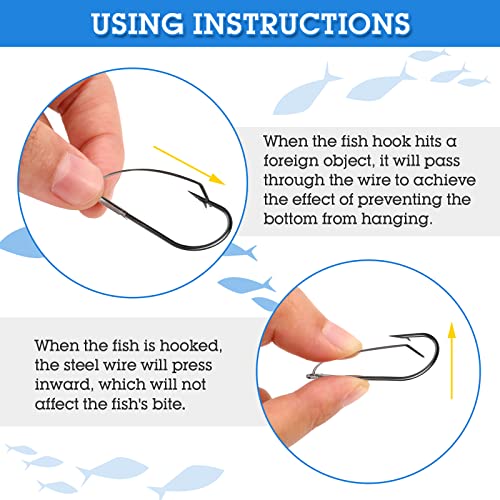 Sumind Weedless Wacky Rig Hooks Bass Carbon Steel Fishing Hooks for Wacky Rigging Worm Lure Baits - size: 2/0