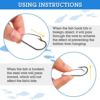 Sumind Weedless Wacky Rig Hooks Bass Carbon Steel Fishing Hooks for Wacky Rigging Worm Lure Baits - size: 1/0#