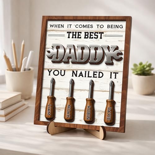 Personalized Dad Mechanic Wooden Plaque, Best Dad Ever Sign Wood Frame, When It Comes to Being the Best Daddy, Fathers Day for Papa, Grandpa, Husband from Son, Daughter, Mechanic Sign Gifts for Men - color: 1. Dad-10