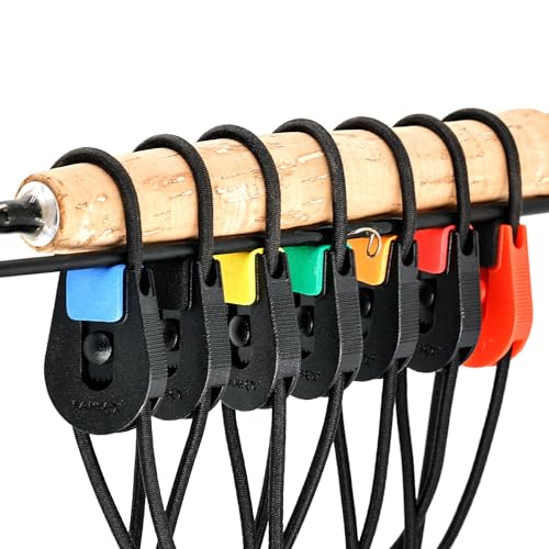 SAMSFX Fishing Rods Belt Stretchy Wrap Pole Straps Elastic Cable Ties for Casting, Spinning & Fly Rods - color: 8pcs, Black