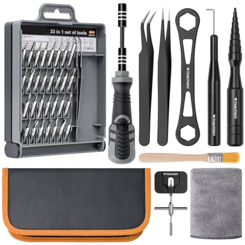 THKFISH Fishing Reel Maintenance Kit, Reel Repair Tool Kit, Fishing Reel Cleaning Set with Spool Pin Remover and 28 in 1 Screwdriver or 38 in 1 Electric Screwdriver - color: Black-Manual screwdriver