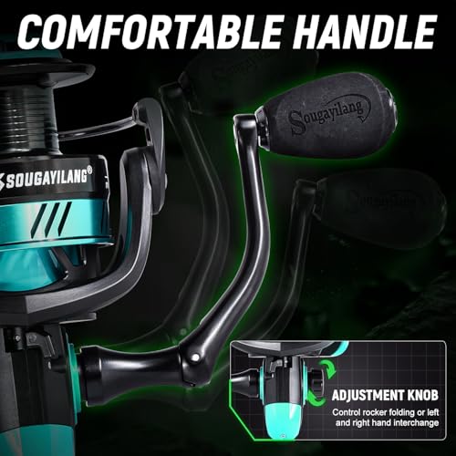 SOUGAYILANG Surf Fishing Rod and Reel Combo, Heavy 3-Piece Travel Spinning Rod with Reel for Red Drum, Striped Bass, Beach & Saltwater Fishing(9'/10'/11'/12') - color: green, size: 11ft