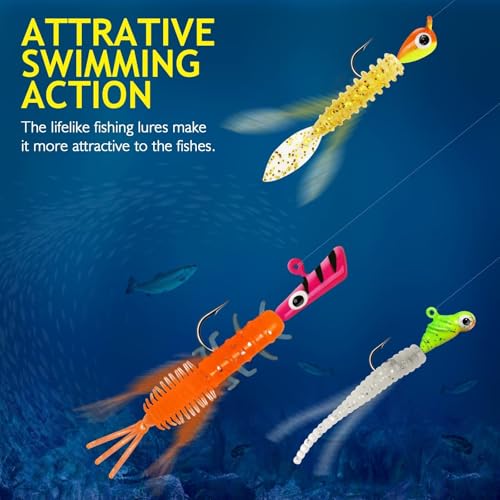 Dovesun Fishing Kit Ice Fishing Jigs Ice Fishing Lures Walleye Fishing Lures Crappie Jigs 135pcs/58pcs/45pcs/34pcs/30pcs/8pcs - color: A-Ice fishing jigs 58pcs