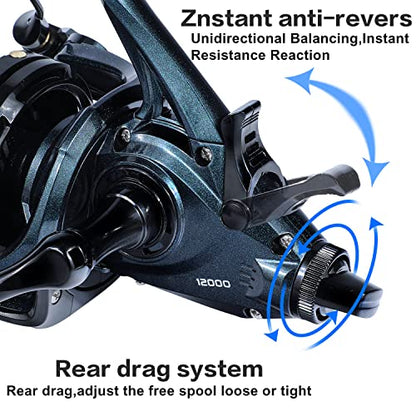 Sougayilang 10000/12000/14000 Surf Spinning Reel - 13+1 Stainless Bearings for Ultra Smooth Drag, Powerful Saltwater Fishing Reel for Heavy Duty Surf Casting