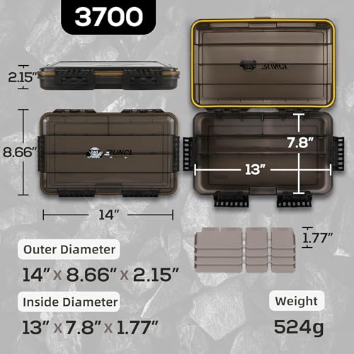 RUNCL Fishing Tackle Box, Waterproof Tray for Jigs Lures, Thicker Floating Tackle Utility Box with Adjustable Dividers, 3600/3700/Large 3700 Size - color: 1PC 3700