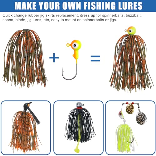 Spinner Bait Skirt Jig Skirts Replacement DIY Fishing Lure Making Supplies Soft Skirt for Spinnerbaits Bass Fishing Jigs Buzzbait Squid Jigs Fishing Lure Skirts 50 Strands - style: 24pcs