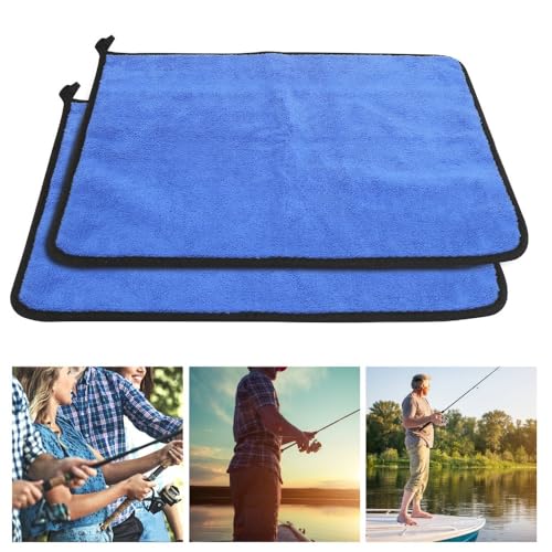 – Thickened Double Sided Absorbent Hand Towel with Clip for Fishing, Boating, Kayaking, Wiping Rods, Reels and Outdoor Gear, 15.7 x 11.8 Inch(Blue) - color: Blue