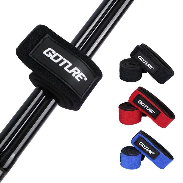 6 Pcs Fishing Rod Wrap Pole Straps Hook And Loop Fishing Rod Belts Ties For Casting Rods Fly Rod Stretchy Fixing Strap 3 Colors (2 Red, 2 Blue, 2 Black)