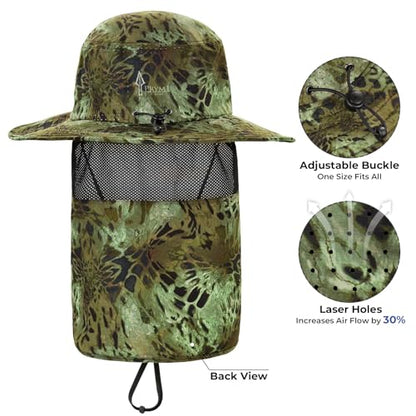 KastKing Sol Armis UPF 50 Boonie Hat - Sun Protection Hat, Fishing Hat, Beach & Hiking Hat, Paddling - color: Z: Prym1 Ambush, size: With Neck Shield