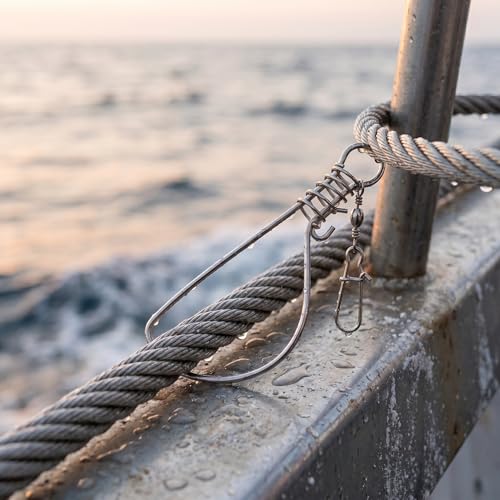 BESPORTBLE 10Pcs Fishing Stringer: Fish Lock Knot, Stainless Steel Fish Stringer Clip, Heavy Duty Wire Rope Lock Cable for Outdoor Fishing