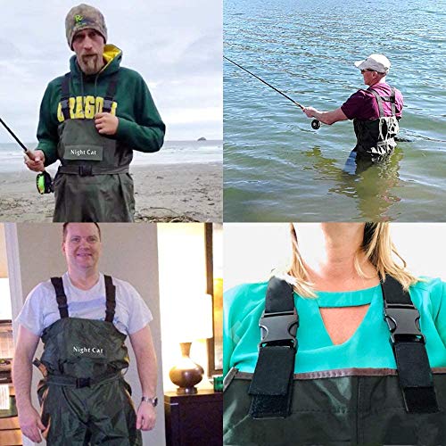 Night Cat Fishing Waders for Men Women Waterproof Hunting Chest Wader with Bootfoot Belt Breathable Lightweight Size 6 to 14 - color: Green, size: US Men 6 / Women 7