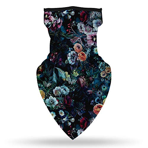 YAYOUREL Neck Gaiter Face Mask Bandanas for Men Women UV Face Scarf Cover Ear Loop Hole Facemask for Fishing Running Cycling - color: Dark Blue