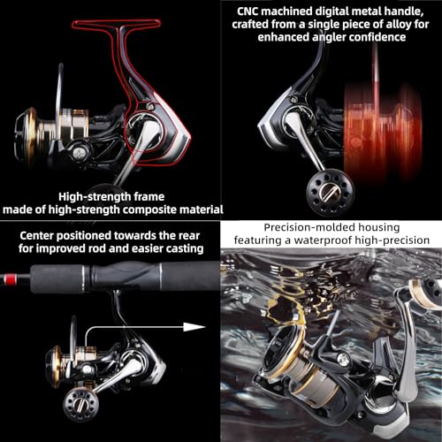 Spinning Fishing Reel, 5.2:1 Gear Ratio Fishing Reel CNC Aluminum Spool Up to 20 Lbs Max Drag with Left/Right Interchangeable for Inshore Boat Rock Freshwater Saltwater Fishing - size: 1000