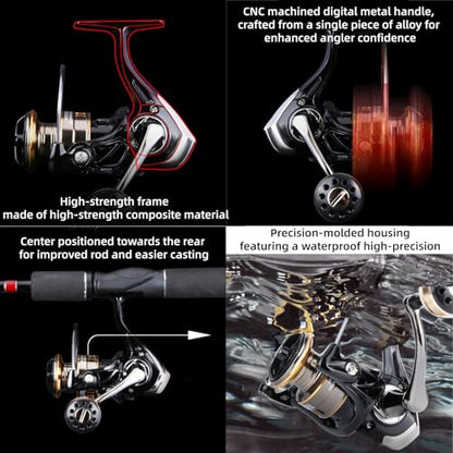 Spinning Fishing Reel, 5.2:1 Gear Ratio Fishing Reel CNC Aluminum Spool Up to 20 Lbs Max Drag with Left/Right Interchangeable for Inshore Boat Rock Freshwater Saltwater Fishing - size: 3000