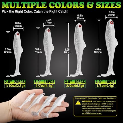 LUCKYFISHING Paddle Tail Swimbaits Soft Plastic Swimbaits Soft Baits for Bass Fishing Trout Crappie Walleye Freshwater Saltwater 10/16/20 PCS Soft Plastic Baits 4/3.5/3/2.5 Inch - color: White, size: 3.5 inch-10pcs