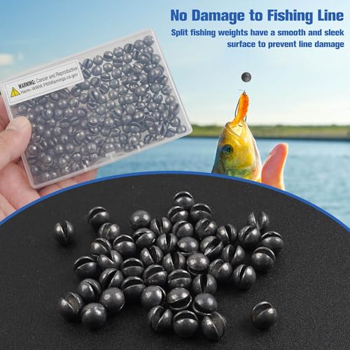 Removable Split Shot Weights Fishing Weight Sinker Slip On Fly Fishing Line Sinkers Freshwater Saltwater Round Lead Sinking Egg Sinkers Fishing Drop Shot Sinker Fish Tackle - size: 1.5g - 60 Pack