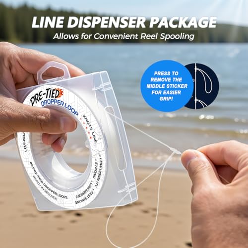 10 lb Pre-Tied Dropper Loop Knots Line. Fishing Line Spool. Loops 16 Inches Apart with 5.5 Inch Loop Size. Perfect for Saltwater & Freshwater Fishing, Snapper & Other Bottom Feeding Fish