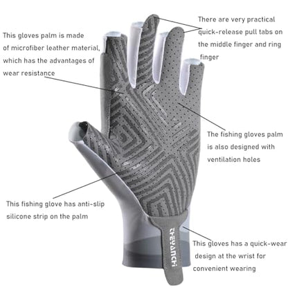 Fishing Gloves UV Protection Fingerless Sun Gloves Men Women for Cycling Hunting Kayaking Hiking Sailing - color: Grey, size: X-Large