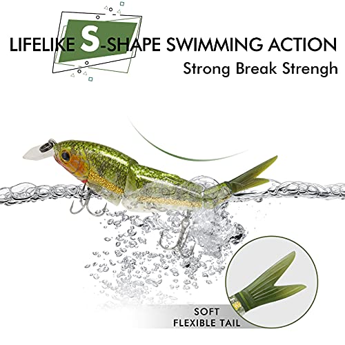 TRUSCEND Swimmax Easy Catch Fishing Lures with BKK Hooks, Wiggling, Vibrating, Rattling and Gurgling for More Bite, Heavy-Duty Dyneema Fiber Jointed Swimbaits for Bass, Trout, Walleye, Crappie, Pike - color: E2-3.5",0.3oz