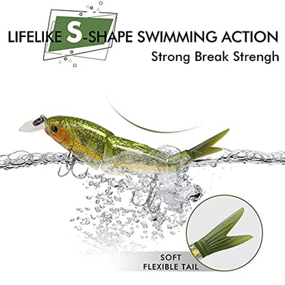 TRUSCEND Swimmax Easy Catch Fishing Lures with BKK Hooks, Wiggling, Vibrating, Rattling and Gurgling for More Bite, Heavy-Duty Dyneema Fiber Jointed Swimbaits for Bass, Trout, Walleye, Crappie, Pike - color: E2-3.5",0.3oz