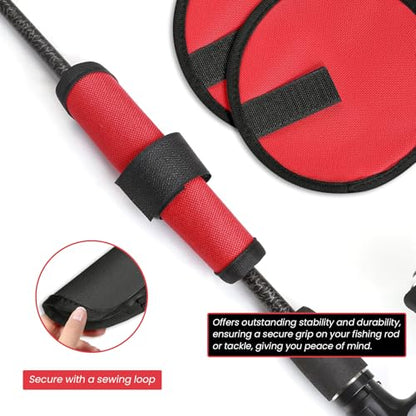 8 Pieces 5.9''/15 CM Fishing Hook Covers Shield, Fishing Lure Covers Protector, Lure Wraps Guard with Touch Fastener for Fisherman Rod Bait Pole Reel Storage Sleeve - color: Red