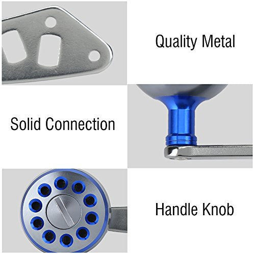 Fishing Reel Handle, Durable Metal Power Handle Replacement with Assembly Parts Baitcasting Reel Knob Grip for Anglers Freshwater Saltwater Fishing