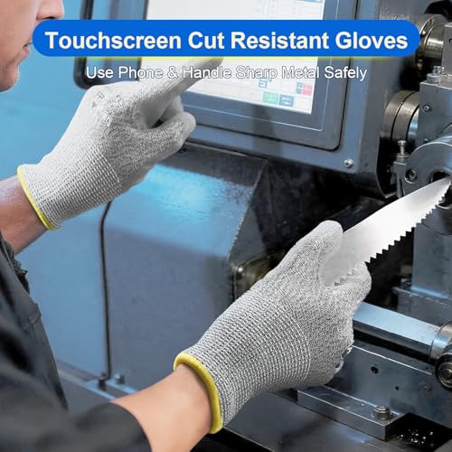 Dowellife Cut Resistant Work Gloves for Men & Women - ANSI A5 & EN388 Level 4, Breathable PU Coated, Grey Non-Marking - for Gardening, Fishing, Automotive, Construction, Wood Carving (Small, Grey) - size: Small (Pack of 12)