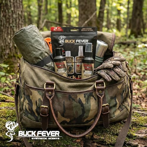Buck Fever Buck Pix 2,3,4-Piece kit - Synthetic Deer Scent (4 oz Branch Action & 4 oz Dirt Fusion) for Whitetail & Mule - Non-Spoiling Deer Attractant for Outdoor Trail Camera - size: 2 - Piece Combo