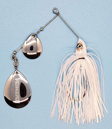 Lunkerhunt Spinner Baits for Bass Fishing with Skirt Jig | Double Willow Leaf Metal Blade Spinning Fishing Lure Bait Emits High Vibration Attracts and Cast Big Fish | Effective Swim Bass Jigs Plastic - color: Ghost
