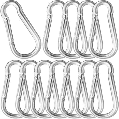 12 Pack 4.7" Heavy Duty Carabiner Clips, M12 Sliver Galvanized Steel Spring Snap Hooks, Rust-Resistant Keychain Clips for Hammock, Camping, Hiking, Fishing, Swing Set - color: Silver, size: M12-4.7"