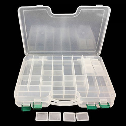 2 Sided Fishing Tackle Box, White | 44 Compartments, Large, Fishing Lure Storage, With Dividers