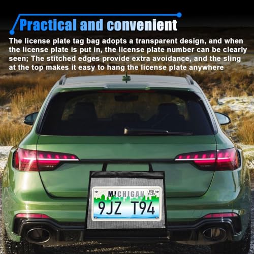 2PCS License Plate Holder with Hanging Strap, Waterproof Dealer License Plate Bracket Holder, Test Drive Tag Bag, US Car License Plate Frame Covers for Car SUV Truck