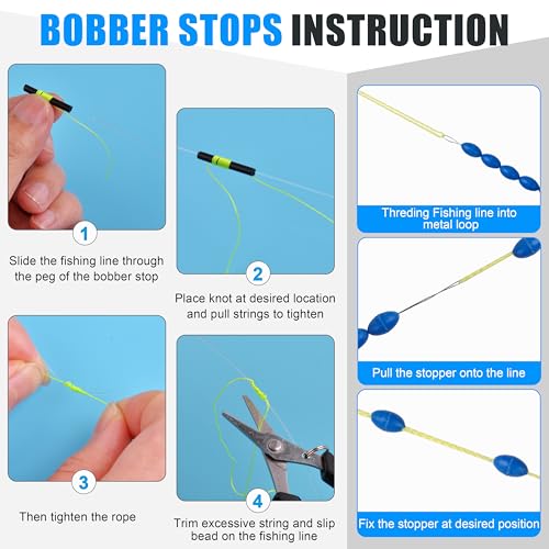 SILANON Fishing Slip Bobbers Kit Fishing Bobbers Floats Balsa Wood Slip Bobbers with Rubber Bobber Stops Slip Float Rig for Crappie Panfish Walleyes Trout Bass Fishing