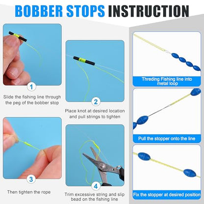 SILANON Fishing Slip Bobbers Kit Fishing Bobbers Floats Balsa Wood Slip Bobbers with Rubber Bobber Stops Slip Float Rig for Crappie Panfish Walleyes Trout Bass Fishing