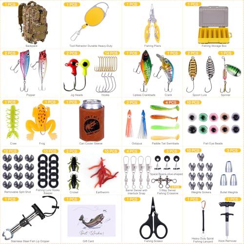 Fishing Fishing Tool Kit Gifts for Men Dad, Dad Fishing Backpack Gear Kit Lures Tackle Box Gift, Best Gifts for Fisherman Birthday, Fish Tools & Accessories Equipment Gift Set for Men Fishermen