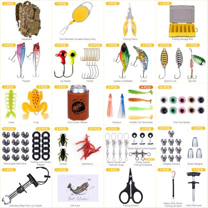 Fishing Fishing Tool Kit Gifts for Men Dad, Dad Fishing Backpack Gear Kit Lures Tackle Box Gift, Best Gifts for Fisherman Birthday, Fish Tools & Accessories Equipment Gift Set for Men Fishermen
