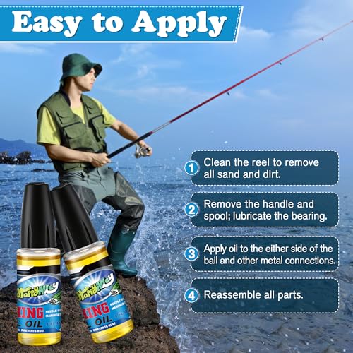 Fishing Reel Oil, 2 OZ Fishing Gear Oil Lubricant for Fish Care Reels, Boat Motors, Downriggers, Winches, Pulleys and Trailers (2 Pack)