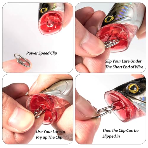 Dr.Fish Fishing Speed Clips Power Quick Clips for Fishing Lures Quick Change Stainless Steel Lure Snaps Saltwater Freshwater Crankbait Tackle Snaps - color: L-150LB-1", size: 100 Pack