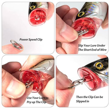 Dr.Fish Fishing Speed Clips Power Quick Clips for Fishing Lures Quick Change Stainless Steel Lure Snaps Saltwater Freshwater Crankbait Tackle Snaps - color: L-150LB-1", size: 100 Pack