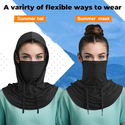 Funtery Summer Cooling Balaclava Mask, UV Protection Hood Mask Breathable Cycling Face Cover Full Head Scarf for Men Women - color: Black