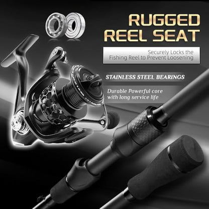 ROOBLINOS BASS Hunter Fishing Rod and Spinning Reel Combo 6.9ft Lightweight Carbon Fiber Fishing Pole Set Freshwater & Saltwater Bass Trout and Panfish Lakes Rivers Fishing - color: BASS HUNTER+GTA2-2000