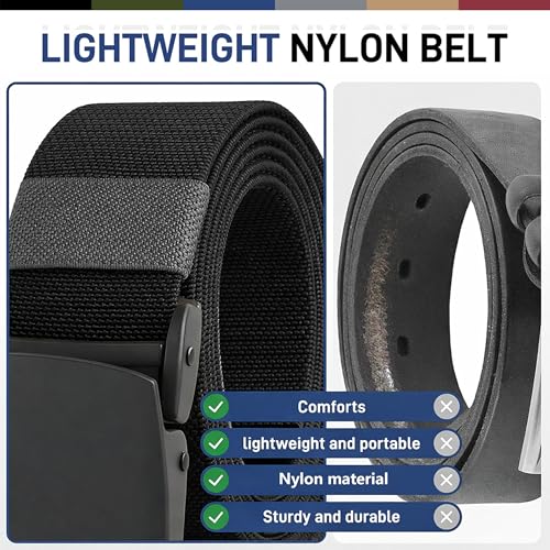 UNGGJKB Men's Tactical Belt, Nylon Casual Elastic Belt, Work Belt That Can Be Cut And Adjusted - color: Brown/Black-stretch