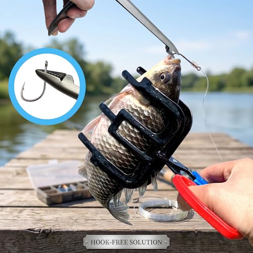 3-Piece Fish Gripper Tool Kit – 3-Claw Fish Gripper, Stainless Steel Hook Remover & Fish Lip Gripper with 33LB Scale & 35" Measuring Tape – Corrosion-Resistant for Freshwater & Saltwater