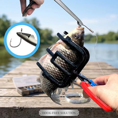 3-Piece Fish Gripper Tool Kit – 3-Claw Fish Gripper, Stainless Steel Hook Remover & Fish Lip Gripper with 33LB Scale & 35" Measuring Tape – Corrosion-Resistant for Freshwater & Saltwater