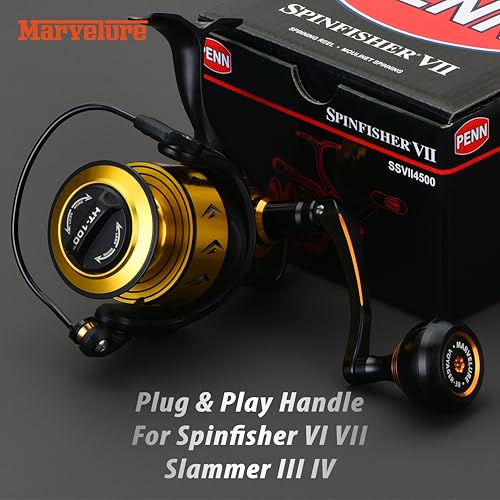 Titan Series Foldable Power Handle Compatible for Penn Spinfisher VI VII, Slammer III IV Spinning Reel (Not for Spinfisher Long Cast/V/SS) - size: For Slammer/Spinfisher 5500-6500 Thread
