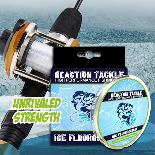 Reaction Tackle Ice Fishing Fluorocarbon Line - Fast Sinking, Abrasion Resistant, Low Visibility Leader and Main Line for Panfish, Trout, Walleye and Bass - size: 10 Lb (125 Yards)