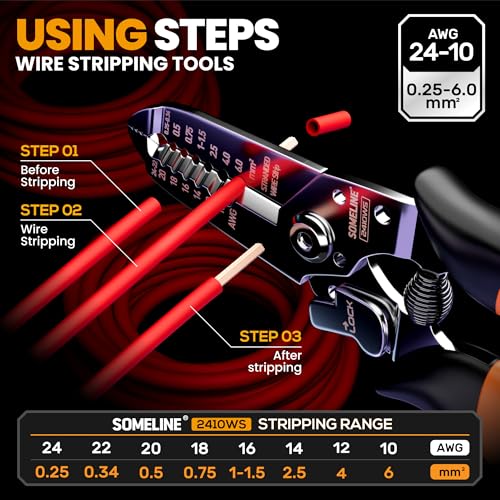 SOMELINE Wire Terminals Crimping Tool, with 45 Sizes Insulated Ratcheting Terminals Crimper Kit of AWG 22-10 Insulated Electrical Butt Bullet Spade Fork Ring Spade Splice Crimp Terminals