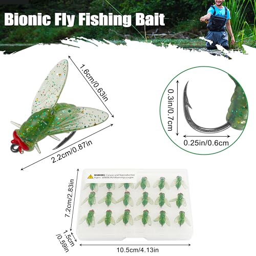 Bionic Fly Fishing Baits, Fly Fishing Flies Kit Trout Jigs Swimbaits Dry Flies Bionic Fishing Lures Fly Fishing Hook for Bass Panfish Trout - style: Green-36pcs