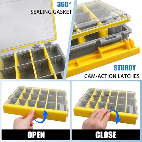 Fishing Tackle Box, Waterproof 3600 3700 Plastic Tackle Box Organizer with Removable Dividers, Fishing Gear Lures Tackle Storage Trays Gifts for Men (3600+3700) - color: 3600*1+3700*1