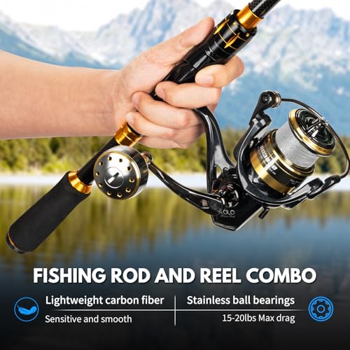 THKFISH Telescoping Fishing Rod and Reel Combo with Backpack, Carbon Fiber Travel Fishing Pole Spinning Reel Kit with Fishing Lures, Fishing Tools Kit for Men - color: Camo Backpack With Fishing reel & rod, size: 1.8M 5.9FT